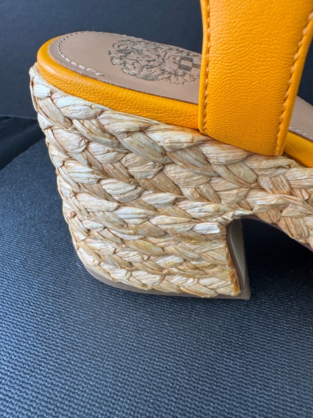 Vince Camuto Orange Leather Espadrille Sandals Ankle Strap Size 6 NWOB - Picture 13 of 16